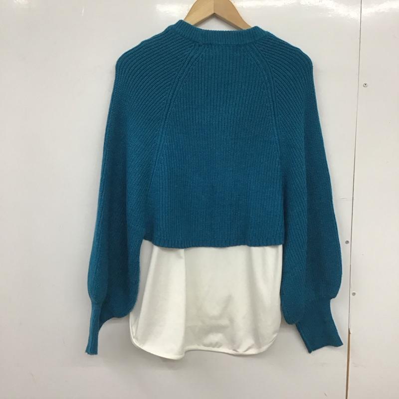 アズールバイマウジー AZUL BY MOUSSY カットソー 長袖 250fat70-198h-1 CACHE-COEUR KNIT SET TOPS S 無地 青 / ブルー /  レディース USED 古着 中古 10149373