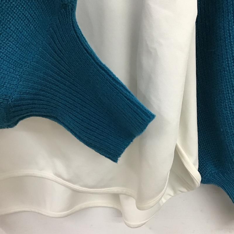 アズールバイマウジー AZUL BY MOUSSY カットソー 長袖 250fat70-198h-1 CACHE-COEUR KNIT SET TOPS S 無地 青 / ブルー /  レディース USED 古着 中古 10149373