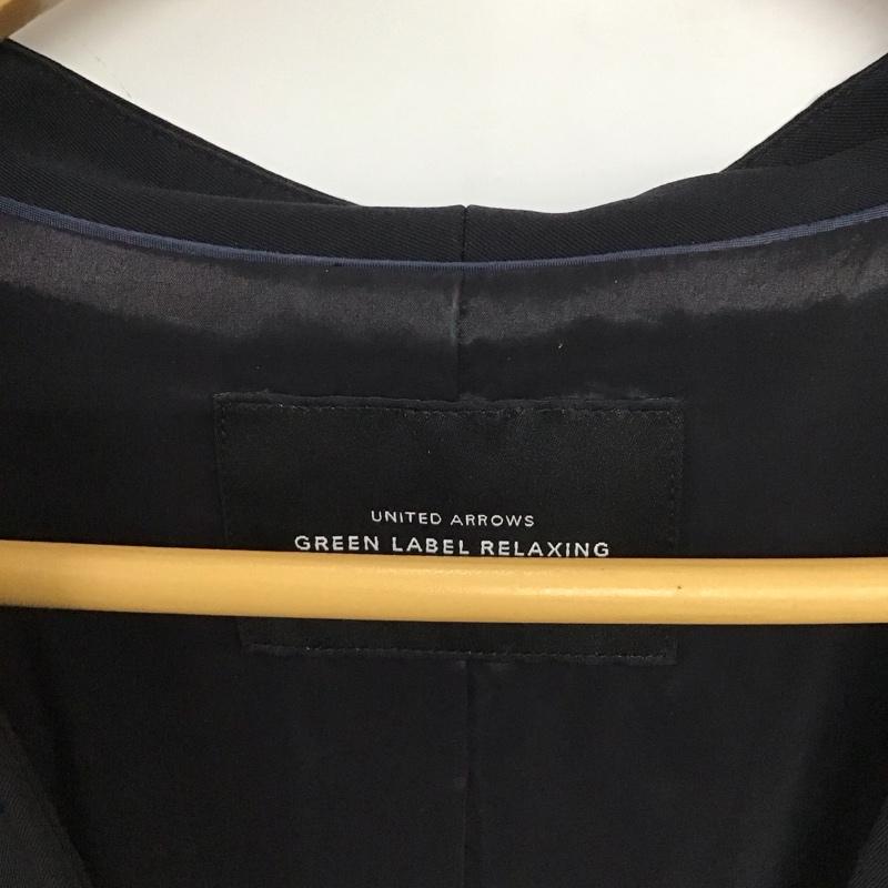 ユナイテッドアローズグリーンレーベルリラクシング UNITED ARROWS green label relaxing ジャケット、上着 ジャケット、ブレザー カジュアルジャケット アウター ノーカラージャケット 38 無地 紺 / ネイビー /  レディース USED 古着 中古 10149376
