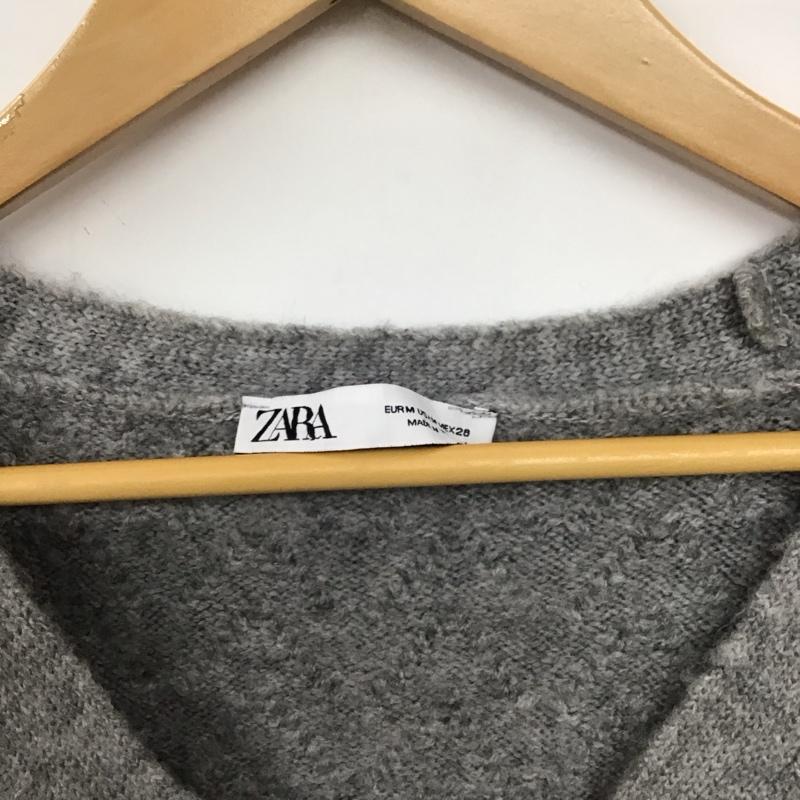ザラ ZARA カーディガン 長袖 長袖カーディガン 前ボタン ニットカーディガン M 総柄 灰 / グレー /  レディース USED 古着 中古 10149396