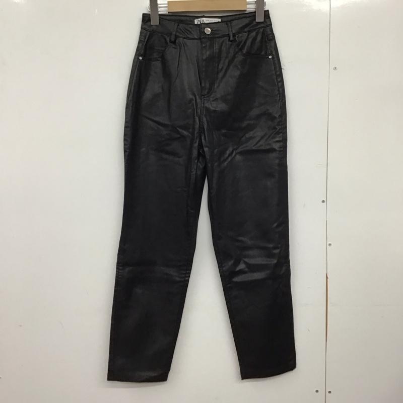 ザラ ZARA パンツ ワークパンツ、ペインターパンツ フェイクレザーパンツ ワイドパンツ カジュアルパンツ 36 無地 黒 / ブラック /  レディース USED 古着 中古 10149400