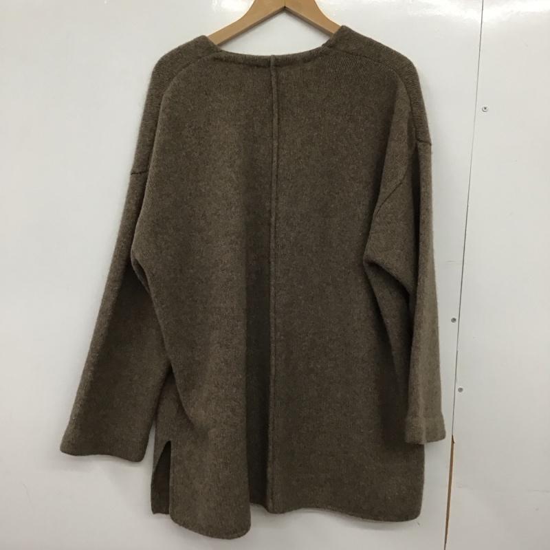 ミラオーウェン Mila Owen カーディガン 長袖 長袖ニットカーディガン 前ボタン ノーカラー 1 無地 茶 / ブラウン /  レディース USED 古着 中古 10149426