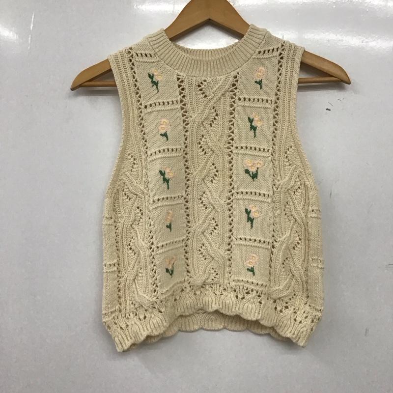 ザラ ZARA ベスト ベスト 3991 102 711 プルオーバー コットンニットベスト S 花柄 アイボリー / アイボリー /  レディース USED 古着 中古 10149493