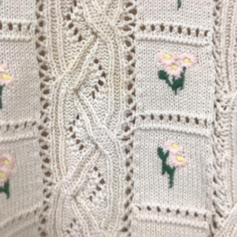 ザラ ZARA ベスト ベスト 3991 102 711 プルオーバー コットンニットベスト S 花柄 アイボリー / アイボリー /  レディース USED 古着 中古 10149493