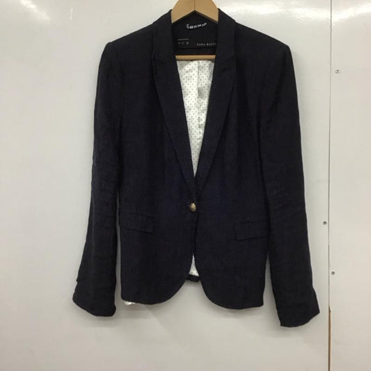 ザラベーシック ZARA BASIC ジャケット、上着 ジャケット、ブレザー 2753 031 401 テーラードジャケット リネンジャケット L 無地 紺 / ネイビー /  レディース USED 古着 中古 10149497