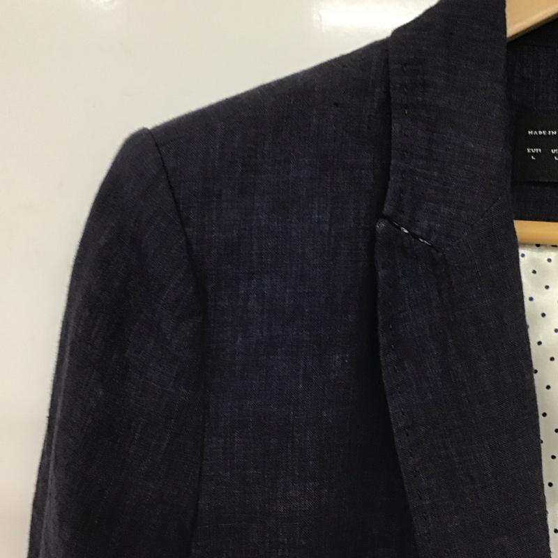 ザラベーシック ZARA BASIC ジャケット、上着 ジャケット、ブレザー 2753 031 401 テーラードジャケット リネンジャケット L 無地 紺 / ネイビー /  レディース USED 古着 中古 10149497