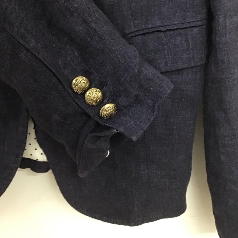 ザラベーシック ZARA BASIC ジャケット、上着 ジャケット、ブレザー 2753 031 401 テーラードジャケット リネンジャケット L 無地 紺 / ネイビー /  レディース USED 古着 中古 10149497