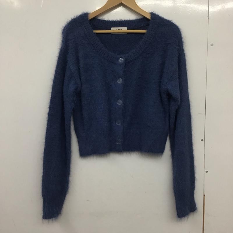アズールバイマウジー AZUL BY MOUSSY カーディガン 長袖 250HSX70-457B シャギークルーネックカーディガン FREE 無地 青 / ブルー /  レディース USED 古着 中古 10149504