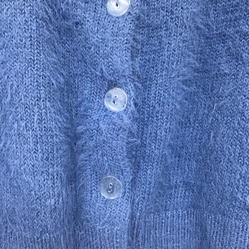 アズールバイマウジー AZUL BY MOUSSY カーディガン 長袖 250HSX70-457B シャギークルーネックカーディガン FREE 無地 青 / ブルー /  レディース USED 古着 中古 10149504