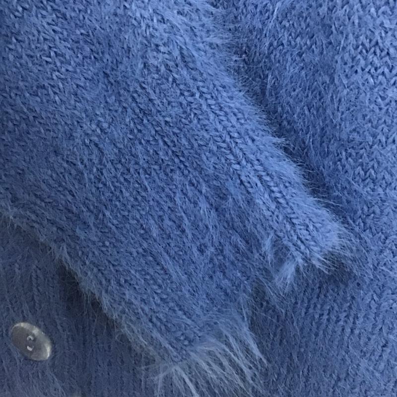 アズールバイマウジー AZUL BY MOUSSY カーディガン 長袖 250HSX70-457B シャギークルーネックカーディガン FREE 無地 青 / ブルー /  レディース USED 古着 中古 10149504