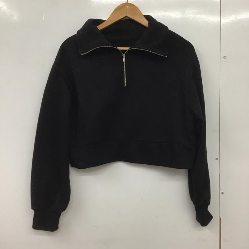 アズールバイマウジー AZUL BY MOUSSY トレーナー 長袖 250HSF80-133C ラメ裏毛ジップアップトップス ハーフジップ FREE 無地 黒 / ブラック /  レディース USED 古着 中古 10149505