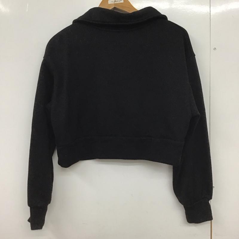 アズールバイマウジー AZUL BY MOUSSY トレーナー 長袖 250HSF80-133C ラメ裏毛ジップアップトップス ハーフジップ FREE 無地 黒 / ブラック /  レディース USED 古着 中古 10149505
