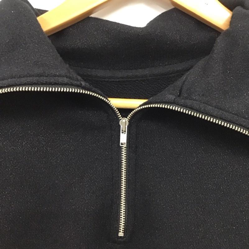 アズールバイマウジー AZUL BY MOUSSY トレーナー 長袖 250HSF80-133C ラメ裏毛ジップアップトップス ハーフジップ FREE 無地 黒 / ブラック /  レディース USED 古着 中古 10149505