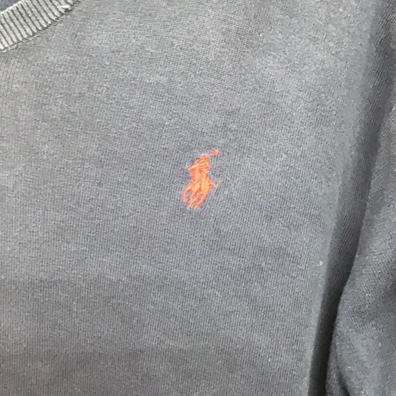 ポロラルフローレン POLO RALPH LAUREN ニット、セーター 長袖 長袖ニットカットソー Vネック セーター XL ロゴ、文字 紺 / ネイビー /  メンズ USED 古着 中古 10149525
