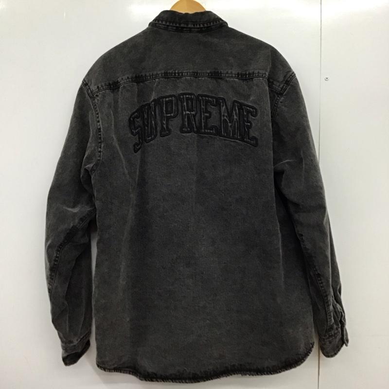シュプリーム Supreme シャツ、ブラウス 長袖 ShearlingLinedDenimWorkShirt デニムシャツ L ロゴ、文字 ダークグレー / ダークグレー /  メンズ USED 古着 中古 10149547