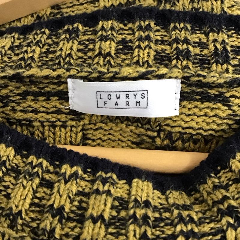 ローリーズファーム LOWRYS FARM ニット、セーター 長袖 長袖ニットカットソー クルーネック セーター FREE チェック 黒 / ブラック / X 黄 / イエロー /  レディース USED 古着 中古 10149565