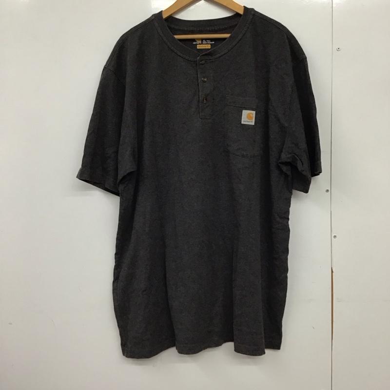 カーハート Carhartt Tシャツ 半袖 半袖カットソー プリントTシャツ ヘンリーネックカットソー XL ロゴ、文字 ダークグレー / ダークグレー /  メンズ USED 古着 中古 10149609