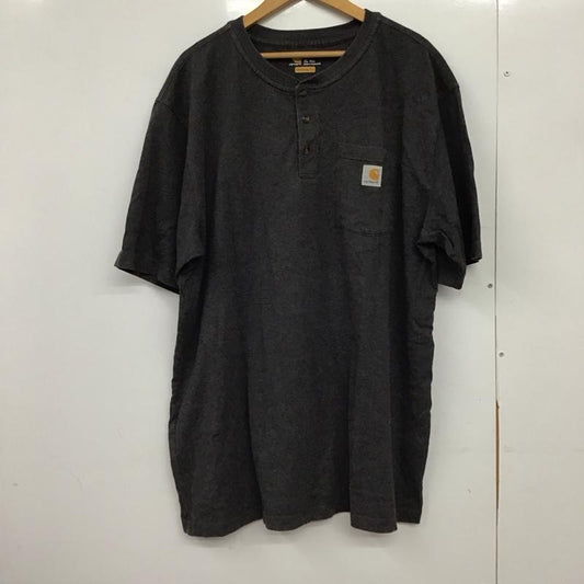 カーハート Carhartt Tシャツ 半袖 半袖カットソー プリントTシャツ ヘンリーネックカットソー XL ロゴ、文字 ダークグレー / ダークグレー /  メンズ USED 古着 中古 10149609