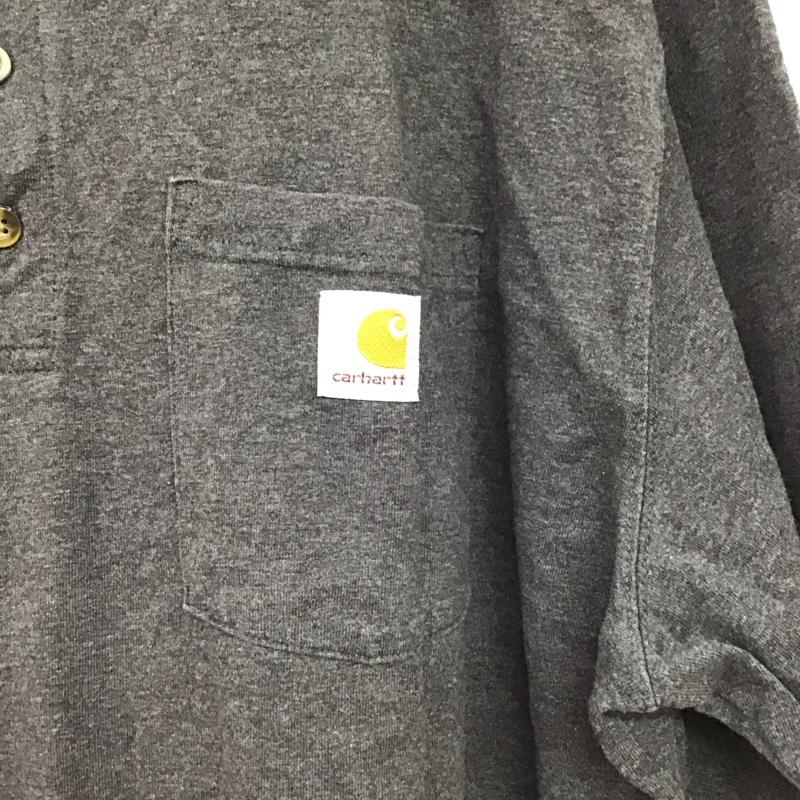 カーハート Carhartt Tシャツ 半袖 半袖カットソー プリントTシャツ ヘンリーネックカットソー XL ロゴ、文字 ダークグレー / ダークグレー /  メンズ USED 古着 中古 10149609