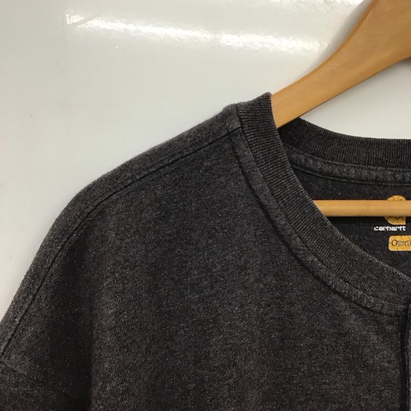 カーハート Carhartt Tシャツ 半袖 半袖カットソー プリントTシャツ ヘンリーネックカットソー XL ロゴ、文字 ダークグレー / ダークグレー /  メンズ USED 古着 中古 10149609