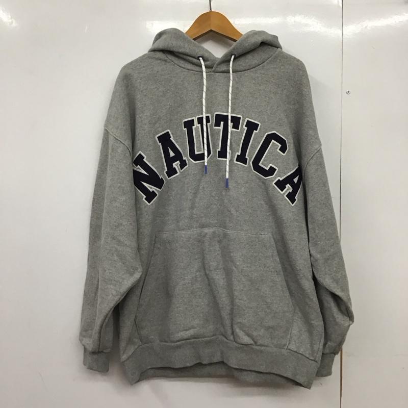 ノーティカ NAUTICA パーカー 長袖 長袖パーカー プルオーバーパーカー スウェット L ロゴ、文字 灰 / グレー /  メンズ USED 古着 中古 10149610