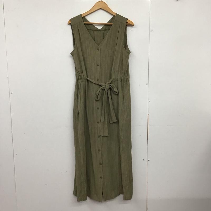 アズールバイマウジー AZUL BY MOUSSY ワンピース ロングスカート 250eab33-145f 2WAYGILLETONEPIECE フロントボタン S ストライプ カーキ / カーキ /  レディース USED 古着 中古 10149626
