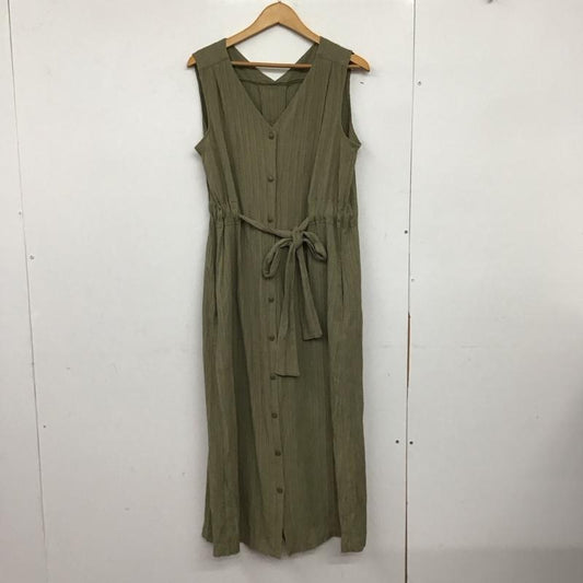 アズールバイマウジー AZUL BY MOUSSY ワンピース ロングスカート 250eab33-145f 2WAYGILLETONEPIECE フロントボタン S ストライプ カーキ / カーキ /  レディース USED 古着 中古 10149626