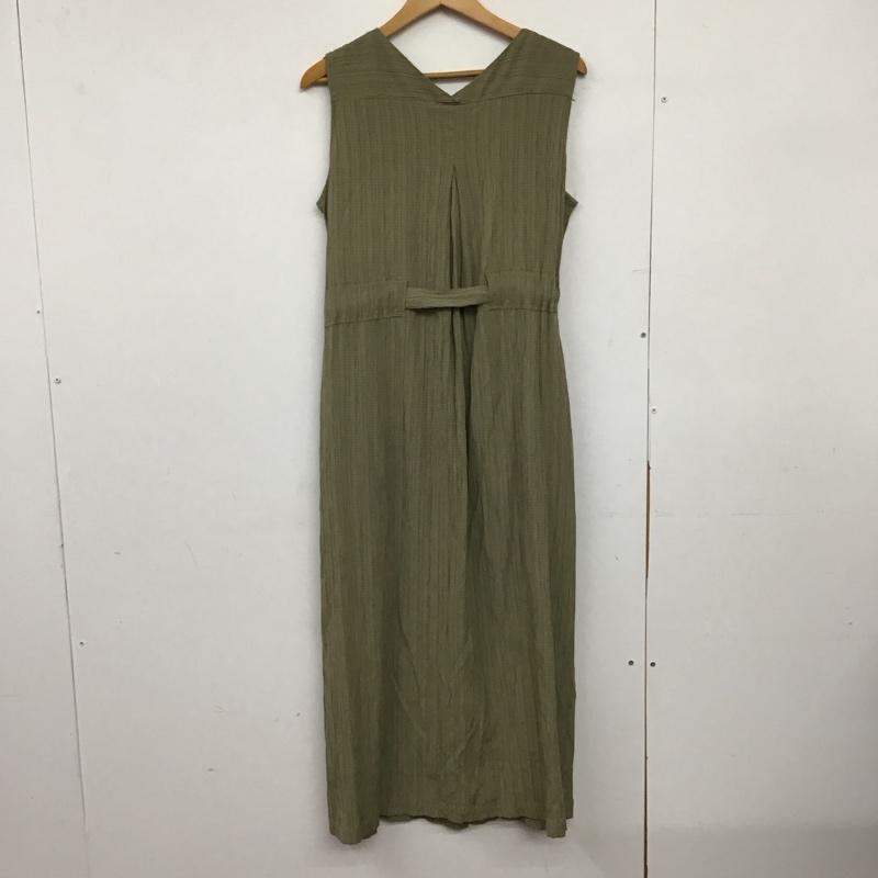 アズールバイマウジー AZUL BY MOUSSY ワンピース ロングスカート 250eab33-145f 2WAYGILLETONEPIECE フロントボタン S ストライプ カーキ / カーキ /  レディース USED 古着 中古 10149626