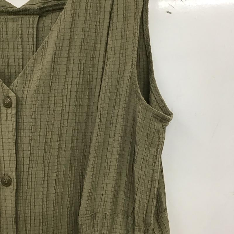 アズールバイマウジー AZUL BY MOUSSY ワンピース ロングスカート 250eab33-145f 2WAYGILLETONEPIECE フロントボタン S ストライプ カーキ / カーキ /  レディース USED 古着 中古 10149626