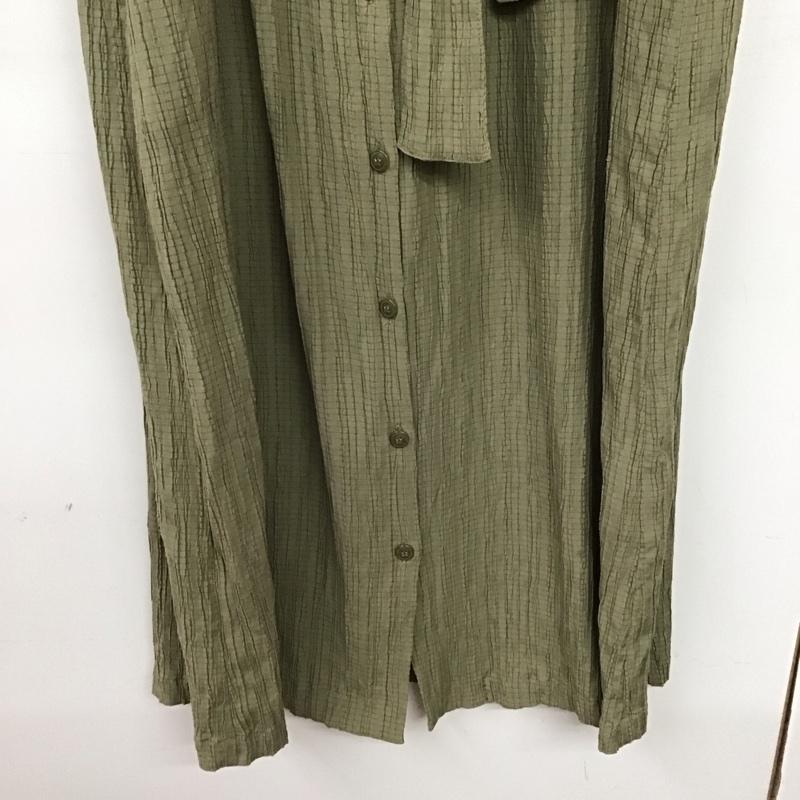 アズールバイマウジー AZUL BY MOUSSY ワンピース ロングスカート 250eab33-145f 2WAYGILLETONEPIECE フロントボタン S ストライプ カーキ / カーキ /  レディース USED 古着 中古 10149626