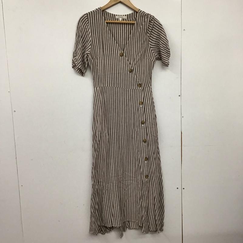 マウジー MOUSSY ワンピース ロングスカート 010csf30-2010 DIAGONALBUTTONDRESS 2 ストライプ 茶 / ブラウン /  レディース USED 古着 中古 10149627