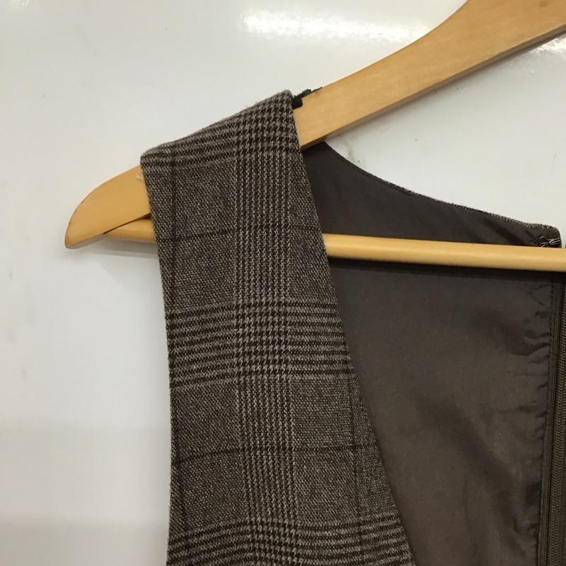 ロペピクニック ROPE  PICNIC ワンピース ロングスカート ノースリーブロングワンピース フレアスカート 36 チェック ダークブラウン / ダークブラウン /  レディース USED 古着 中古 10149694