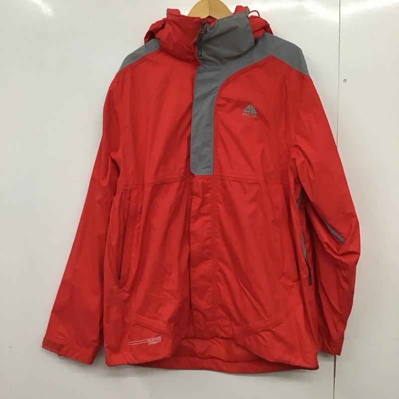ナイキ エィシージー NIKE ACG ジャケット、上着 ジャンパー、ブルゾン ジップアップナイロンジャケット ジップアップパーカー アウター 00s XXL ロゴ、文字 赤 / レッド / X 灰 / グレー /  メンズ USED 古着 中古 10149704