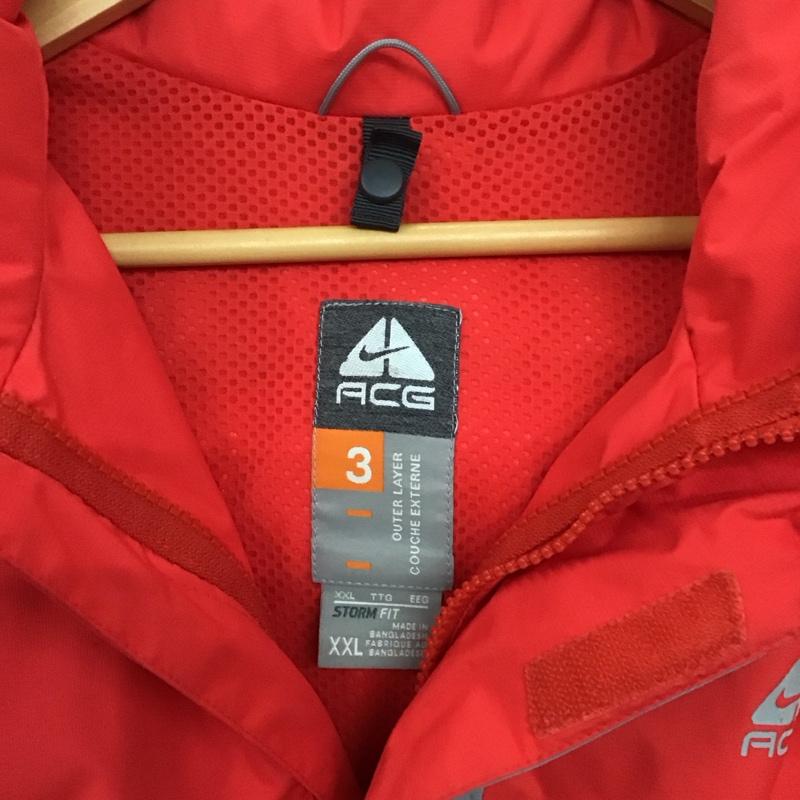 ナイキ エィシージー NIKE ACG ジャケット、上着 ジャンパー、ブルゾン ジップアップナイロンジャケット ジップアップパーカー アウター 00s XXL ロゴ、文字 赤 / レッド / X 灰 / グレー /  メンズ USED 古着 中古 10149704