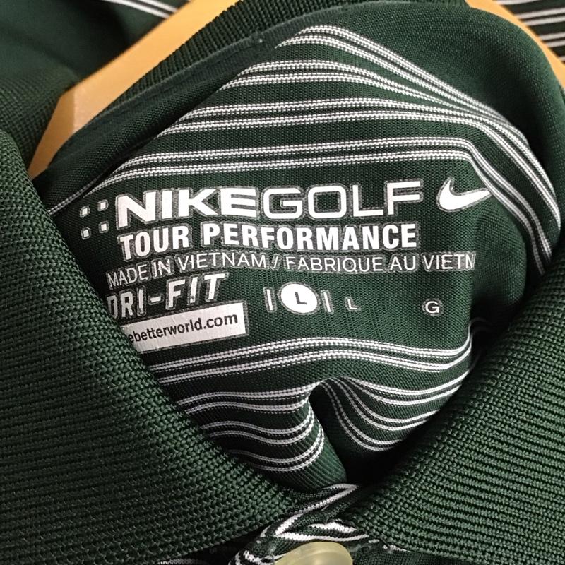 ナイキ NIKE ポロシャツ 半袖 半袖ポロシャツ ゴルフ シアトルマリナーズ L ボーダー柄 緑 / グリーン /  メンズ USED 古着 中古 10149736