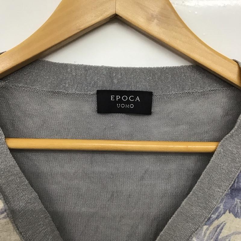 エポカウォモ EPOCA UOMO カーディガン 長袖 長袖カーディガン 前ボタン ニットカーディガン 46 プリント 灰 / グレー /  メンズ USED 古着 中古 10149740