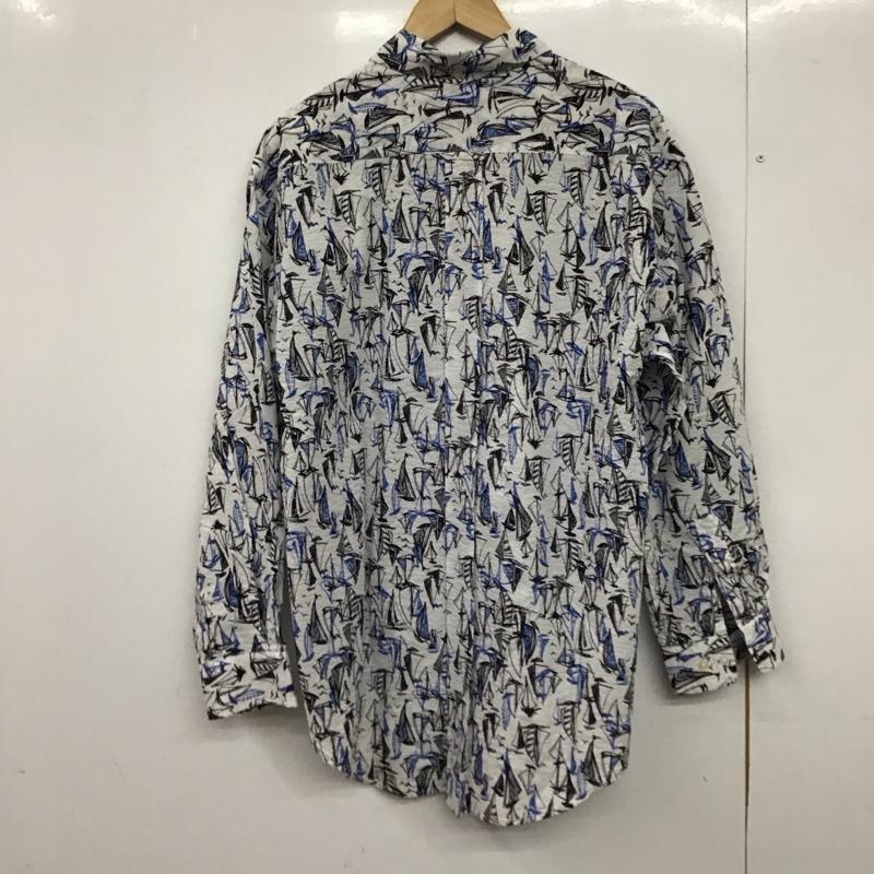 キャプテンサンタ CAPTAINSANTA シャツ、ブラウス 長袖 長袖シャツ 総柄シャツ ボタンダウンカラーシャツ ポケットシャツ L プリント 白 / ホワイト /  メンズ USED 古着 中古 10149766