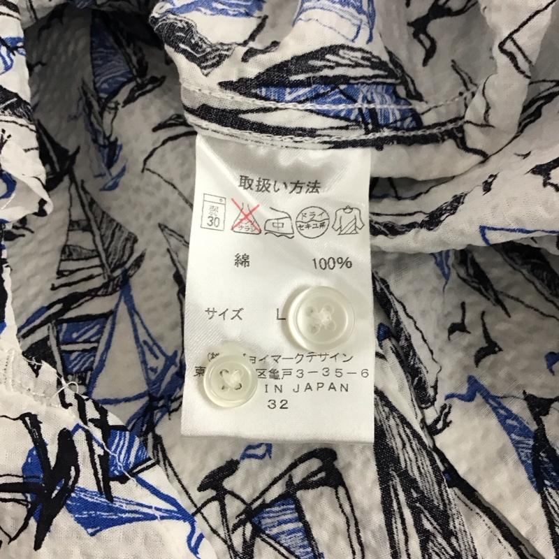 キャプテンサンタ CAPTAINSANTA シャツ、ブラウス 長袖 長袖シャツ 総柄シャツ ボタンダウンカラーシャツ ポケットシャツ L プリント 白 / ホワイト /  メンズ USED 古着 中古 10149766
