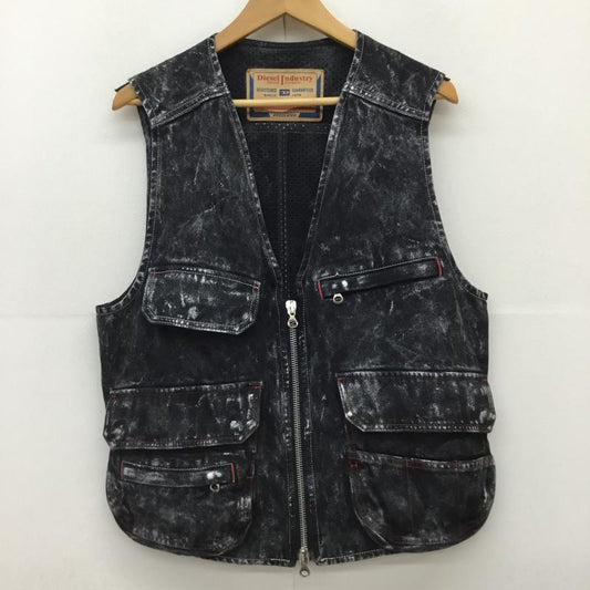 ディーゼル DIESEL ベスト ベスト 23AW ブラックデニムベスト XS ロゴ、文字 X ダメージ加工 黒 / ブラック /  メンズ USED 古着 中古 10149775