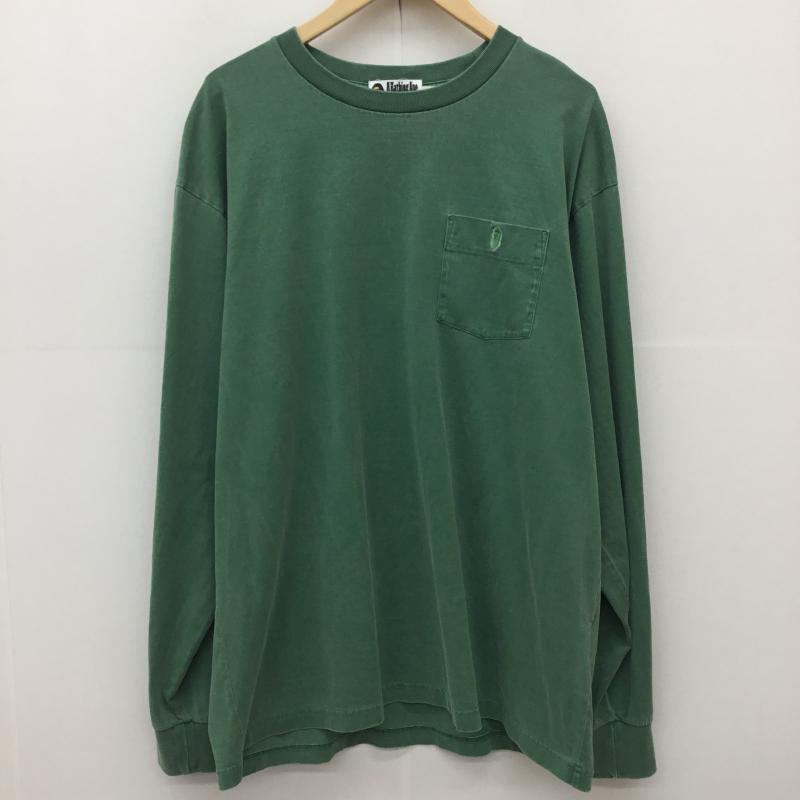 アベイシングエイプ A BATHING APE Tシャツ 長袖 001LTI301002M L ロゴ、文字 X ダメージ加工 緑 / グリーン /  メンズ USED 古着 中古 10149776