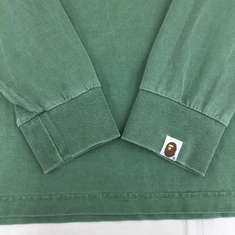 アベイシングエイプ A BATHING APE Tシャツ 長袖 001LTI301002M L ロゴ、文字 X ダメージ加工 緑 / グリーン /  メンズ USED 古着 中古 10149776