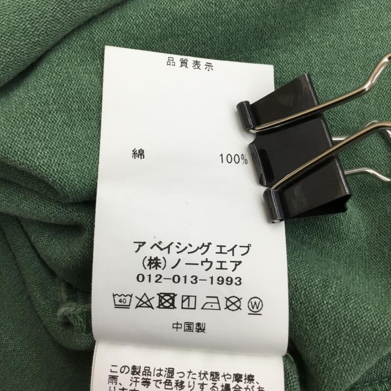 アベイシングエイプ A BATHING APE Tシャツ 長袖 001LTI301002M L ロゴ、文字 X ダメージ加工 緑 / グリーン /  メンズ USED 古着 中古 10149776