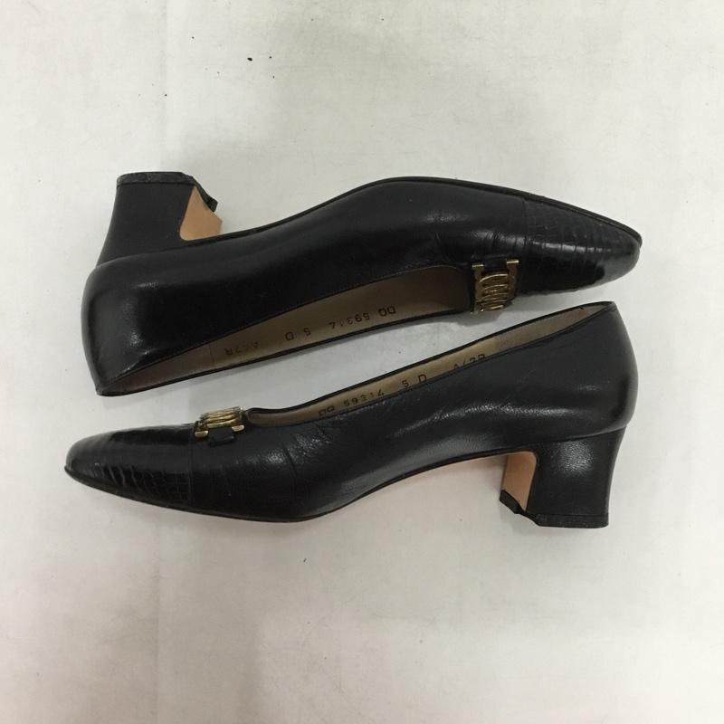 サルヴァトーレフェラガモ Salvatore Ferragamo パンプス パンプス 無地 黒 / ブラック / X 金 / ゴールド /  メンズ USED 古着 中古 10149808