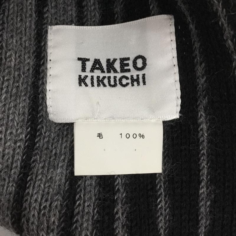 タケオキクチ TAKEO KIKUCHI マフラー マフラー フリンジ ウール ストライプ 黒 / ブラック / X 白 / ホワイト / X 灰 / グレー /  メンズ USED 古着 中古 10149828