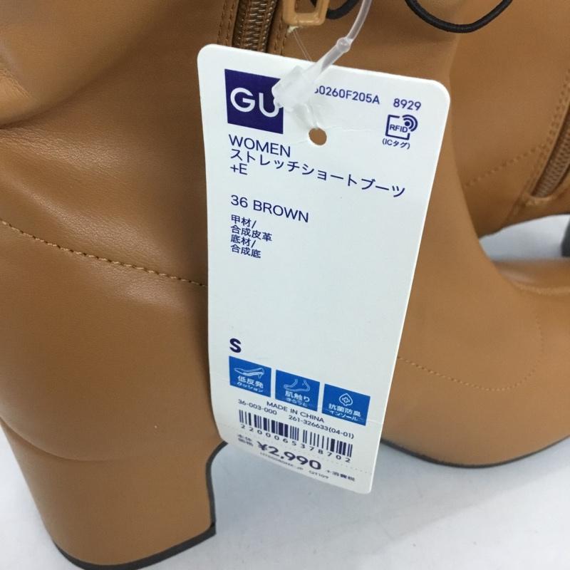 ジーユー GU ブーツ ショートブーツ ストレッチショートブーツ タグ付き S 無地 茶 / ブラウン /  レディース USED 古着 中古 10149844