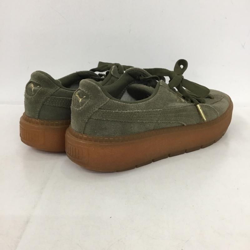プーマ PUMA スニーカー スニーカー 365830 03 スウェード プラットフォーム トレース 24cm 24.0cm ロゴ、文字 カーキ / カーキ /  レディース USED 古着 中古 10149846