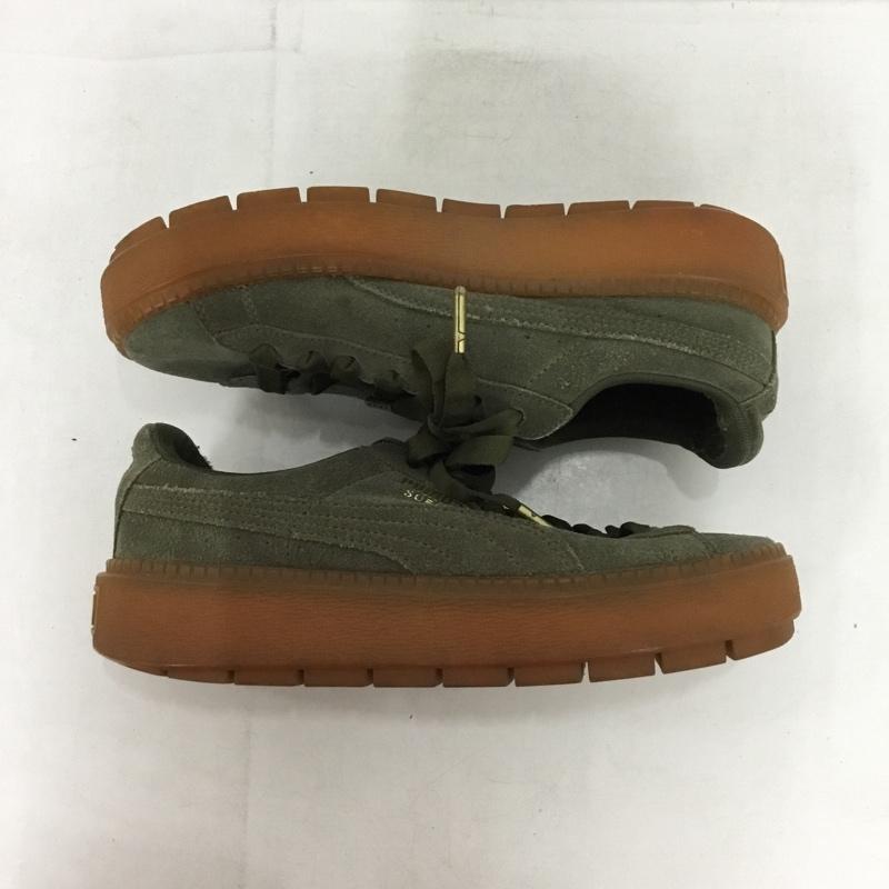 プーマ PUMA スニーカー スニーカー 365830 03 スウェード プラットフォーム トレース 24cm 24.0cm ロゴ、文字 カーキ / カーキ /  レディース USED 古着 中古 10149846