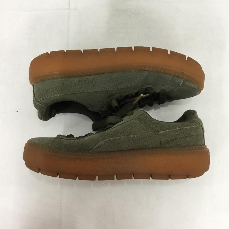 プーマ PUMA スニーカー スニーカー 365830 03 スウェード プラットフォーム トレース 24cm 24.0cm ロゴ、文字 カーキ / カーキ /  レディース USED 古着 中古 10149846