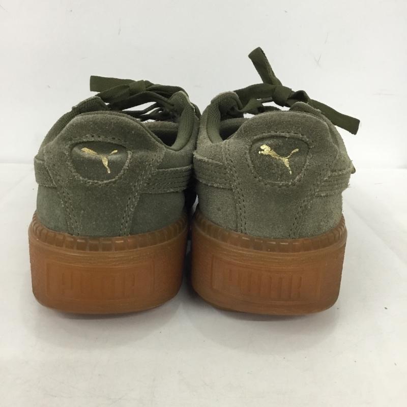 プーマ PUMA スニーカー スニーカー 365830 03 スウェード プラットフォーム トレース 24cm 24.0cm ロゴ、文字 カーキ / カーキ /  レディース USED 古着 中古 10149846