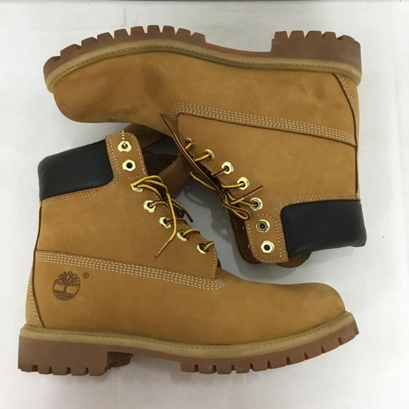 ティンバーランド Timberland ブーツ ショートブーツ 10061 6インチ プレミアム ウォータープルーフブーツ 8.5W 箱有 ワンポイント キャメル / キャメル /  メンズ USED 古着 中古 10149847